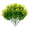 Yellow Artificial Outdoor Flowers with Faux Eucalyptus Leaves for Gardens (6 x 13.5 Inches, 8 Bundles)
